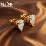 Brilliant Pear Cut Diamond Studs with Push Back Closure - Bijoux Eclore