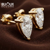 Brilliant Pear Cut Diamond Studs with Push Back Closure - Bijoux Eclore