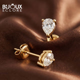 Brilliant Pear Cut Diamond Studs with Push Back Closure - Bijoux Eclore