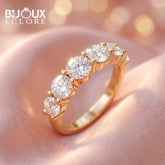 Elegant Shared-Prong Diamond Band with Gold Shank - Bijoux Eclore