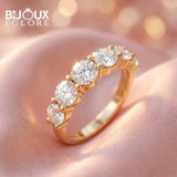 Elegant Shared-Prong Diamond Band with Gold Shank - Bijoux Eclore