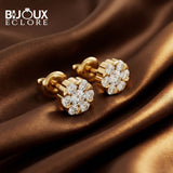 Luxury Round Diamond Cluster Stud Earrings in Yellow Gold - Bijoux Eclore