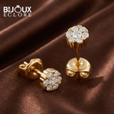 Luxury Round Diamond Cluster Stud Earrings in Yellow Gold - Bijoux Eclore