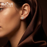 Luxury Round Diamond Cluster Stud Earrings in Yellow Gold - Bijoux Eclore