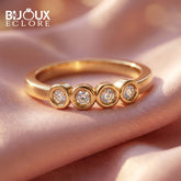 Bezel Set Diamond Bar Ring with Sleek Gold Finish - Bijoux Eclore
