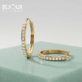 Aurelia Grace Diamond Hoop Earrings in Polished Gold with Pavé Brilliance - Bijoux Eclore