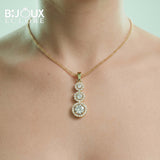 Celeste Royale Triple Halo Diamond Pendant Necklace in Polished Gold - Bijoux Eclore