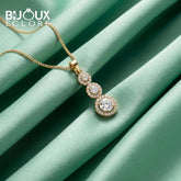 Celeste Royale Triple Halo Diamond Pendant Necklace in Polished Gold - Bijoux Eclore