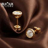 Minimal Diamond Stud Earrings in Warm Yellow Gold - Bijoux Eclore
