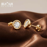 Minimal Diamond Stud Earrings in Warm Yellow Gold - Bijoux Eclore