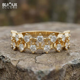 Diamond Band Featuring a Geometric Design with Sparkling Stones Set in Lustrous Yellow Gold - Bijoux Eclore