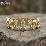 Diamond Band Featuring a Geometric Design with Sparkling Stones Set in Lustrous Yellow Gold - Bijoux Eclore