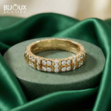 Sophisticated Statement Eternity Ring with Round Diamond Accents in Polished Gold - Bijoux Eclore