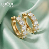 Diamond Huggie Hoops with Continuous Round Stone Sparkle - Bijoux Eclore