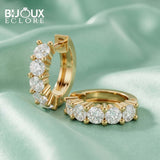 Diamond Huggie Hoops with Continuous Round Stone Sparkle - Bijoux Eclore