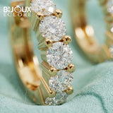 Diamond Huggie Hoops with Continuous Round Stone Sparkle - Bijoux Eclore