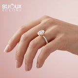 Palais Lumière Oval Diamond Engagement Ring with Delicate Diamond-Accented Shank - Bijoux Eclore