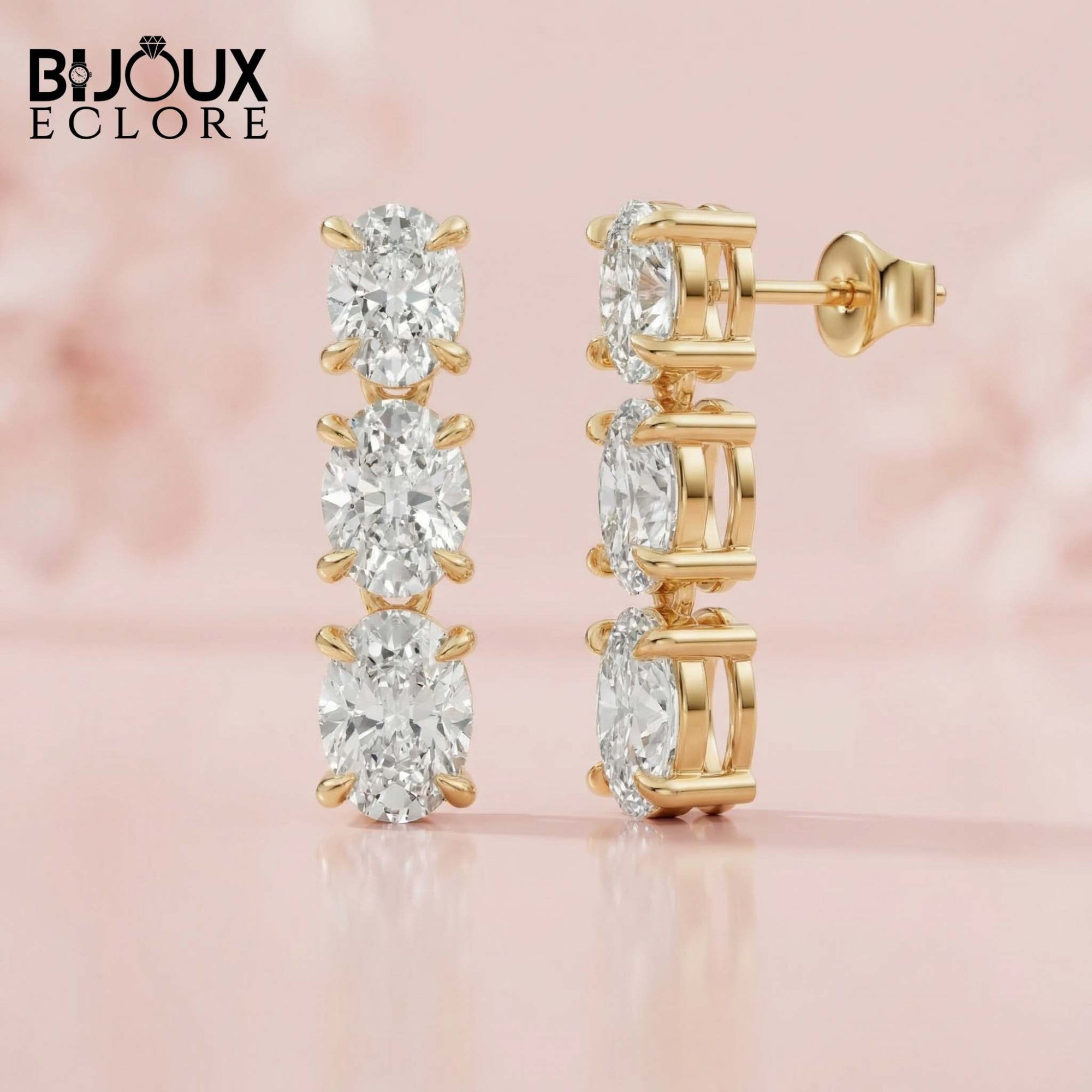 Premium Emerald Cut Diamond Huggie Hoop Earrings in Polished Yellow Gold Modern Minimalist Diamond Earrings - Bijoux Eclore
