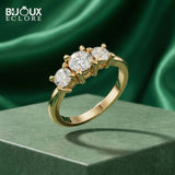 Timeless Three Stone Diamond Ring in a Refined Polished Gold Finish - Bijoux Eclore