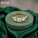 Timeless Three Stone Diamond Ring in a Refined Polished Gold Finish - Bijoux Eclore