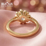 The Aurelia Bloom Diamond Ring with Floral Crown Halo in Radiant Yellow Gold - Bijoux Eclore