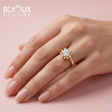 The Aurelia Bloom Diamond Ring with Floral Crown Halo in Radiant Yellow Gold - Bijoux Eclore