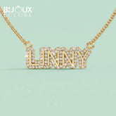 Custom Lunny Bubble Letter Diamond Pendant Necklace - Bijoux Eclore