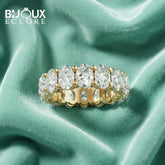 Oval Diamond Wedding Band with Sculpted Gold Basket - Bijoux Eclore