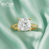 Gold Cushion Solitaire Ring with Four-Prong Setting - Bijoux Eclore