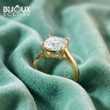 Gold Cushion Solitaire Ring with Four-Prong Setting - Bijoux Eclore
