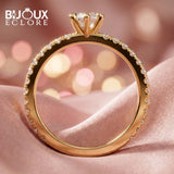 Celeste Amour Round Diamond Engagement Ring with Luxury Yellow Gold Pavé Band - Bijoux Eclore