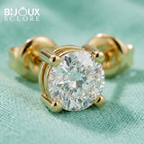 Yellow Gold Round Diamond Stud Earrings with Polished Claw Detail - Bijoux Eclore