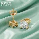 Yellow Gold Round Diamond Stud Earrings with Polished Claw Detail - Bijoux Eclore