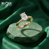 Designer-Inspired Oval Cut Diamond Ring with Refined Gold Band and Side Accents - Bijoux Eclore