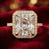 Radiant Diamond Halo Ring – Statement Engagement Ring for Women - Bijoux Eclore