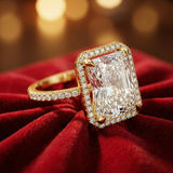 Radiant Diamond Halo Ring – Statement Engagement Ring for Women - Bijoux Eclore