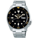 Seiko SRPE57K1J 5 Sports Black Dial Silver Stainless Steel Bracelet Automatic Men’s Watch - Bijoux Eclore