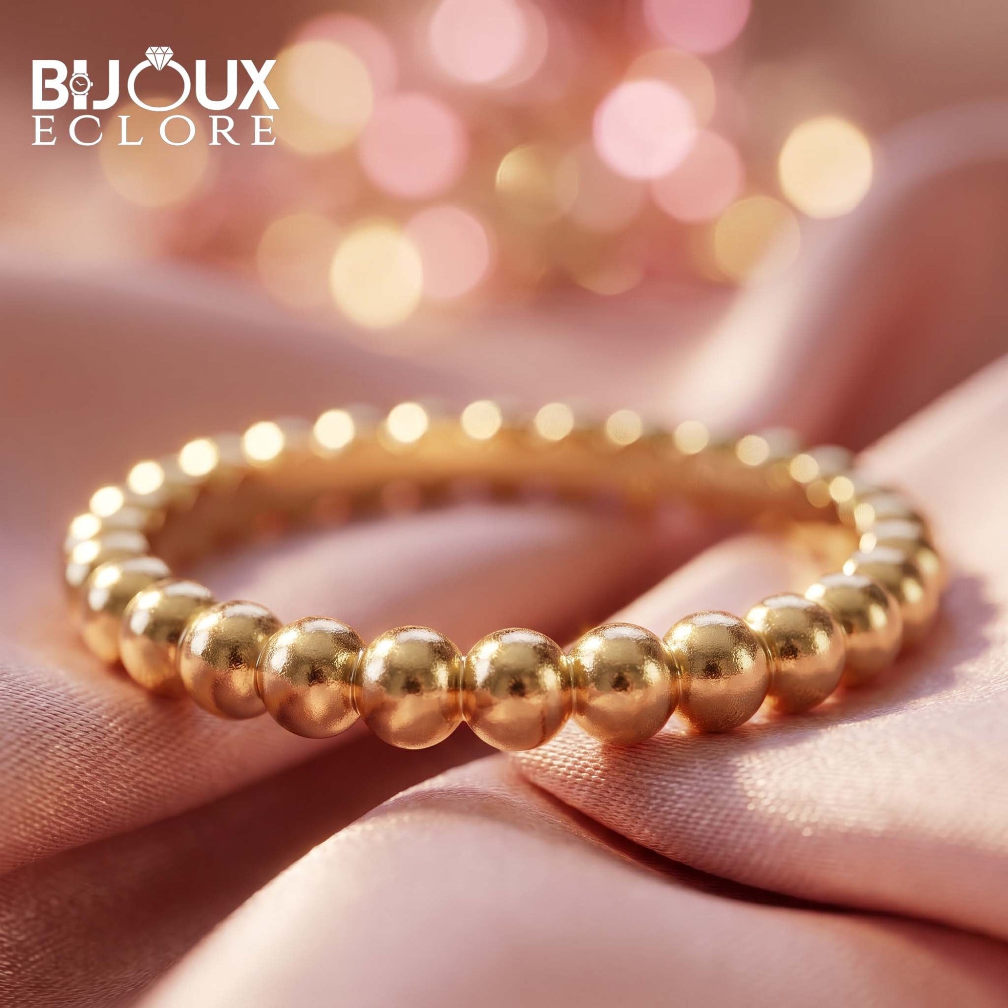 The Valentina Orb Gold Eternity Ring with Smooth Rounded Bead Detail - Bijoux Eclore