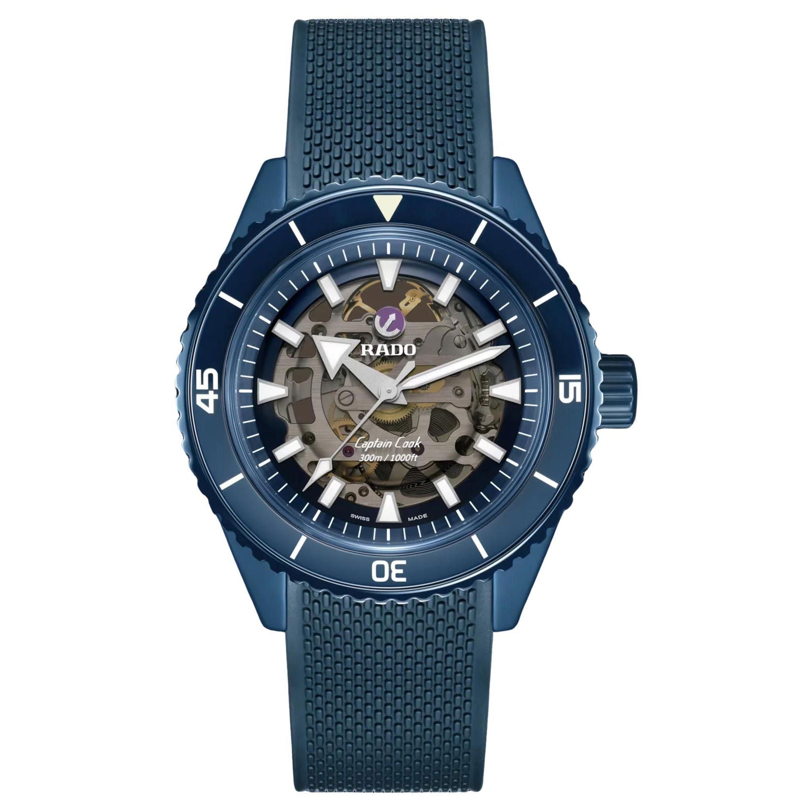 Rado Captain Cook High-Tech Ceramic Skeleton Blue Dial Navy Blue Strap R32153209