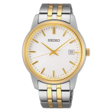 SEIKO SUR402P1 Classic Quartz White Dial Sliver Gold Two-Tone Stainless Steel - Bijoux Eclore