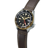 Seiko 5 Sports Black Dial Brown Leather Strap Men’s Watch SSK036K1