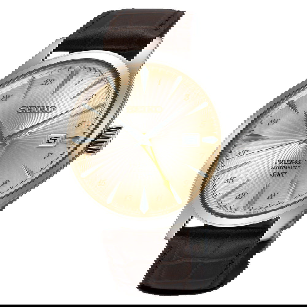 Seiko Presage GMT Cocktail Time Cream Dial Leather Strap SSK041J1