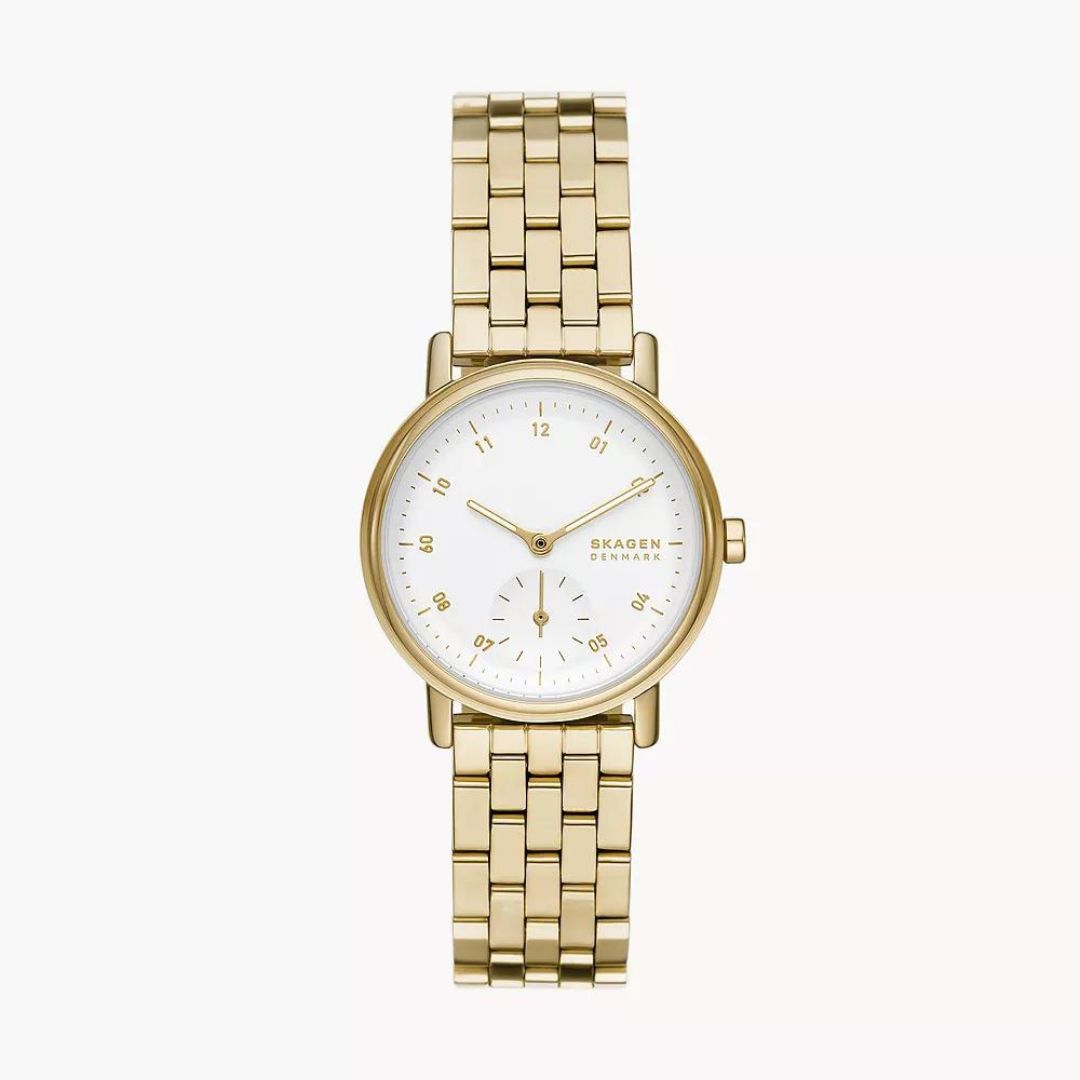 Skagen Kuppel Lille Two-Hand Sub-Second Gold Stainless Steel Mesh Watch SKW3102