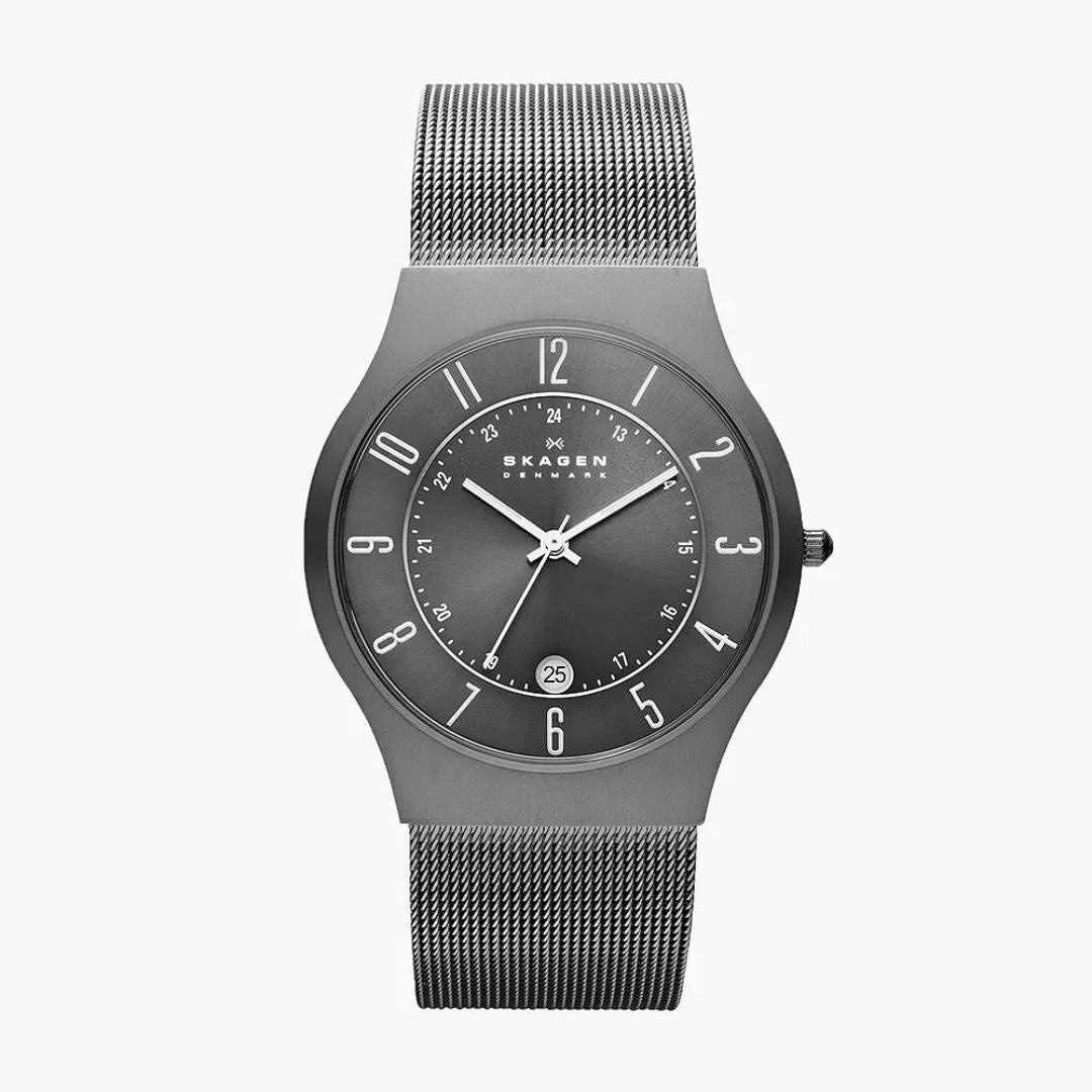 Skagen Men's Sundby Titanium And Charcoal Steel Mesh Watch 233XLTTM