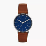 Skagen Signature Blue Dial Brown Leather Men's Watch SKW6355