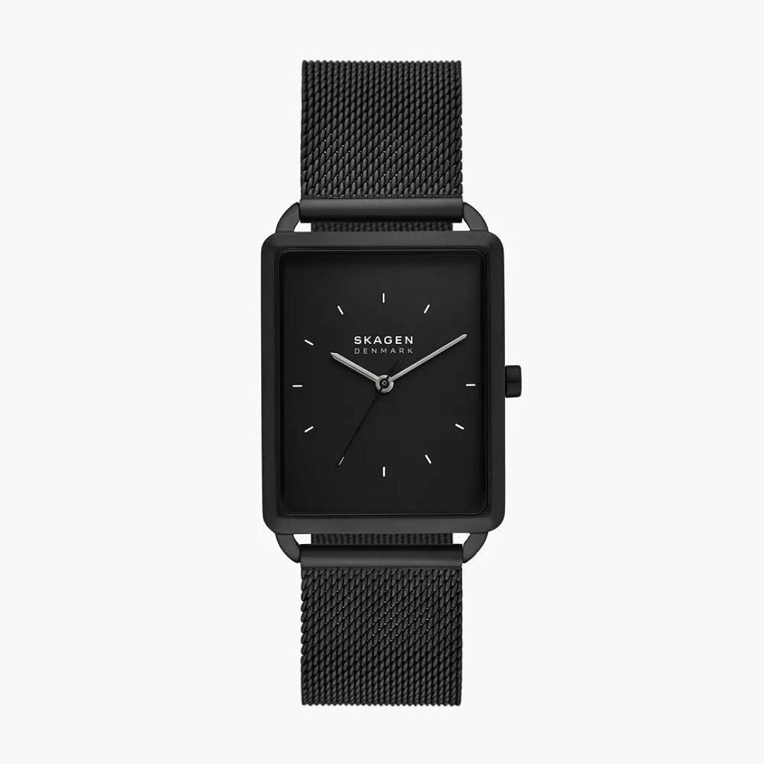 Skagen Unisex Hagen Three-Hand Black Stainless Steel Mesh Watch SKW6928
