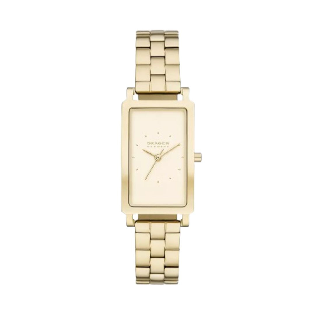 Skagen Unisex Hagen Three-Hand Gold Stainless Steel Rectangular Watch SKW3098