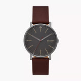 Skagen Unisex Skagen Signatur Three-Hand Cherry Wood Leather Watch SKW6860