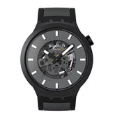 Swatch Past the Horizon Grey Dial black strap Watch SB05B113