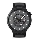 Swatch Past the Horizon Grey Dial black strap Watch SB05B113